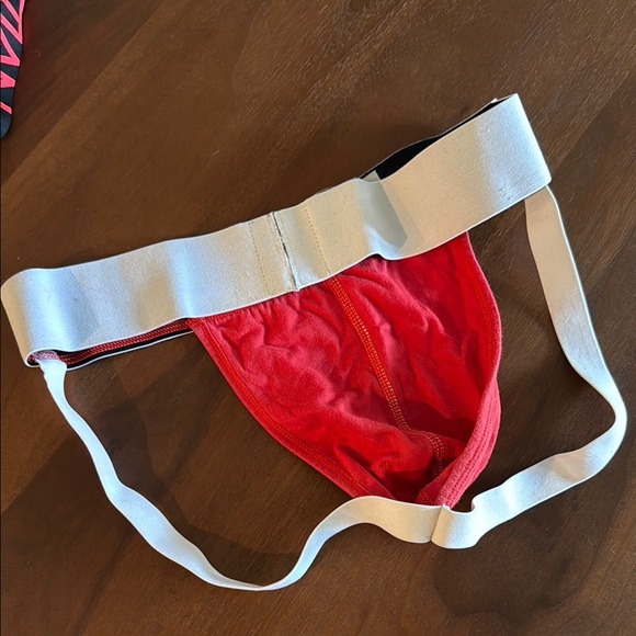 Red Briefs with Supportive Design and Elastic Straps - Picture 2 of 2